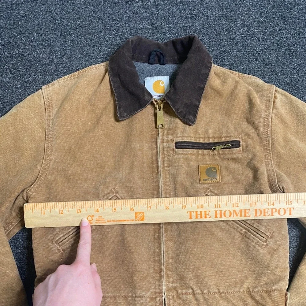 VTG Carhartt‎ Detroit Jacket Tan YYJ97 BRN Boys Small Canvas Blanket Lined USA